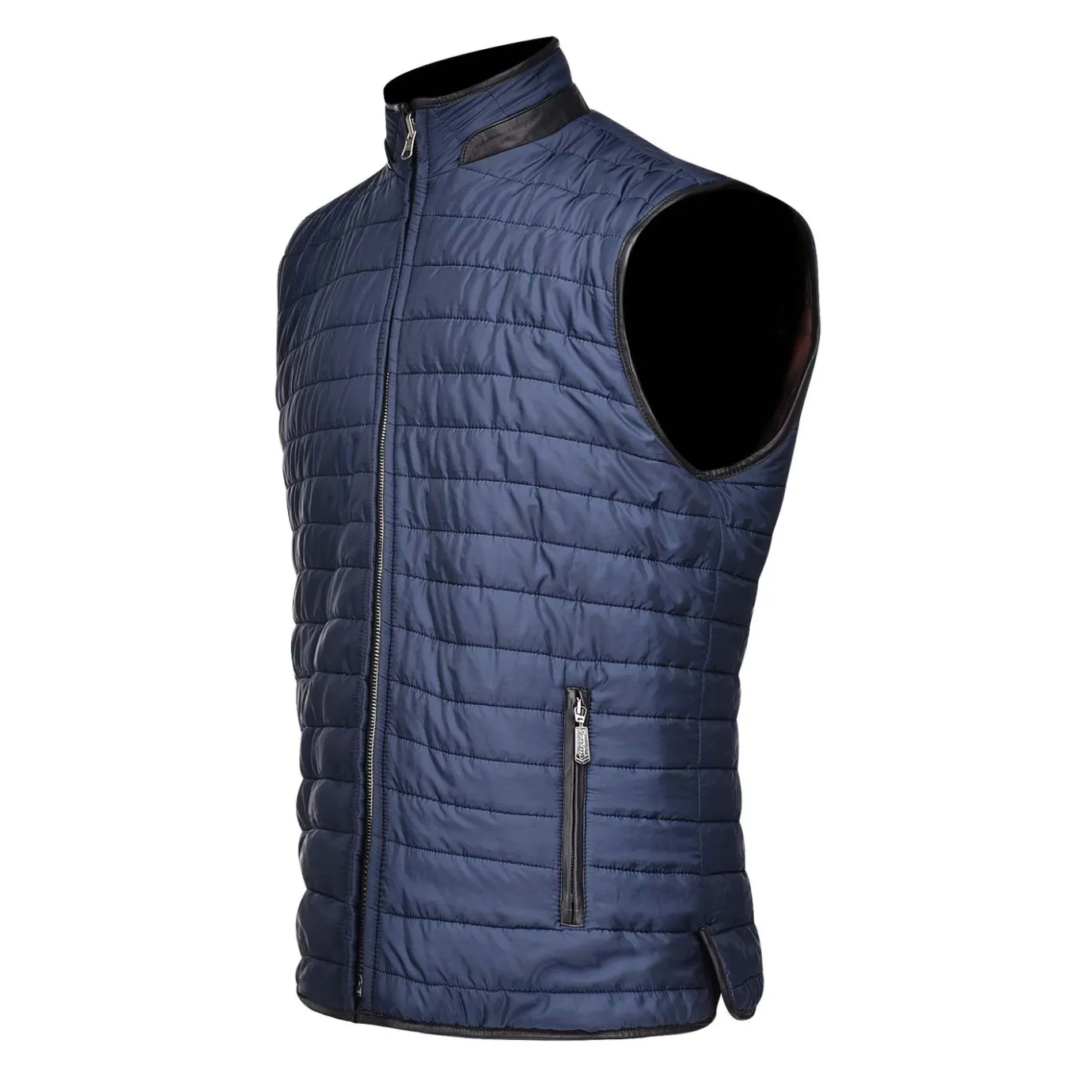 Men Cuadra Vests-Embroidered Brown Leather Reversible Vest