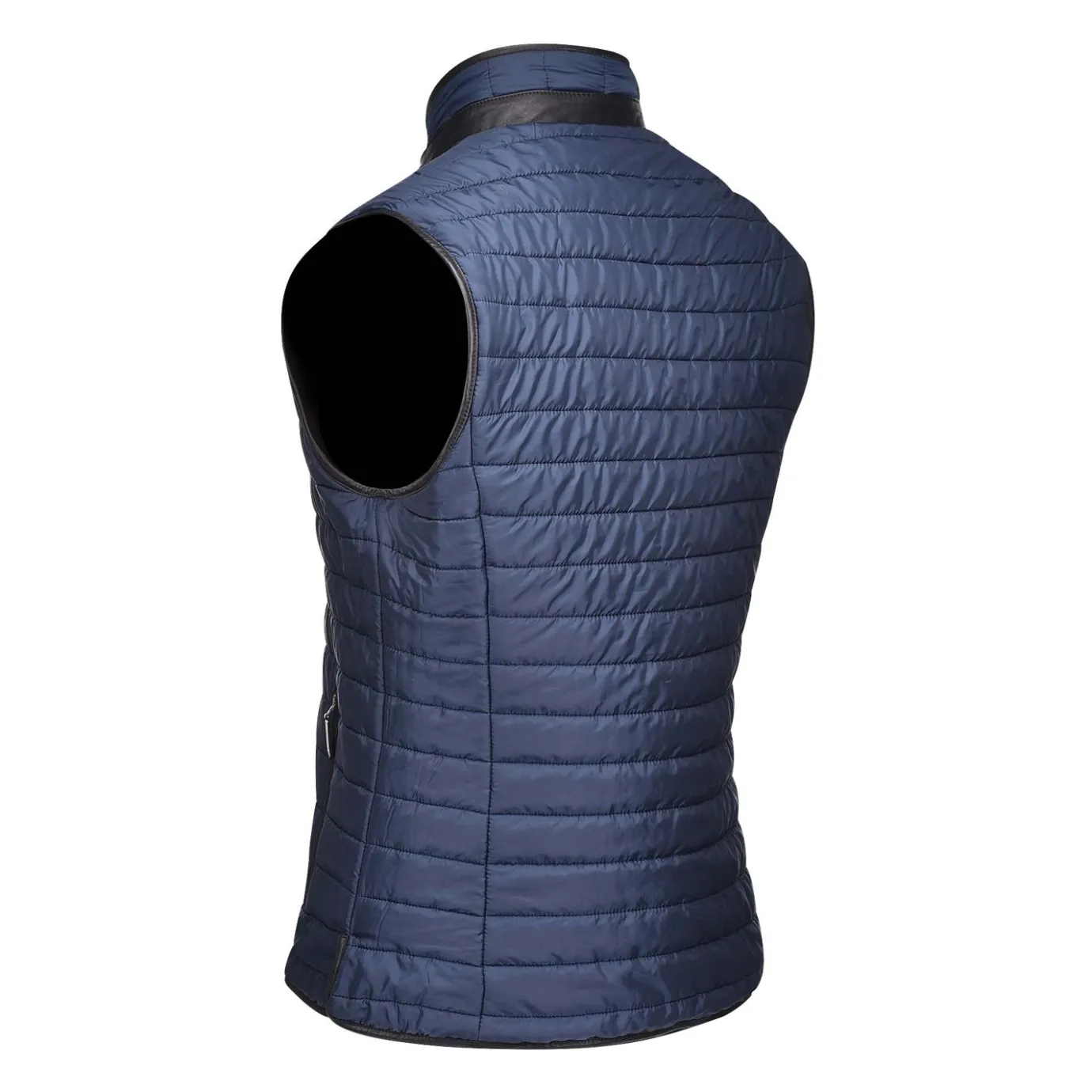 Men Cuadra Vests-Embroidered Brown Leather Reversible Vest