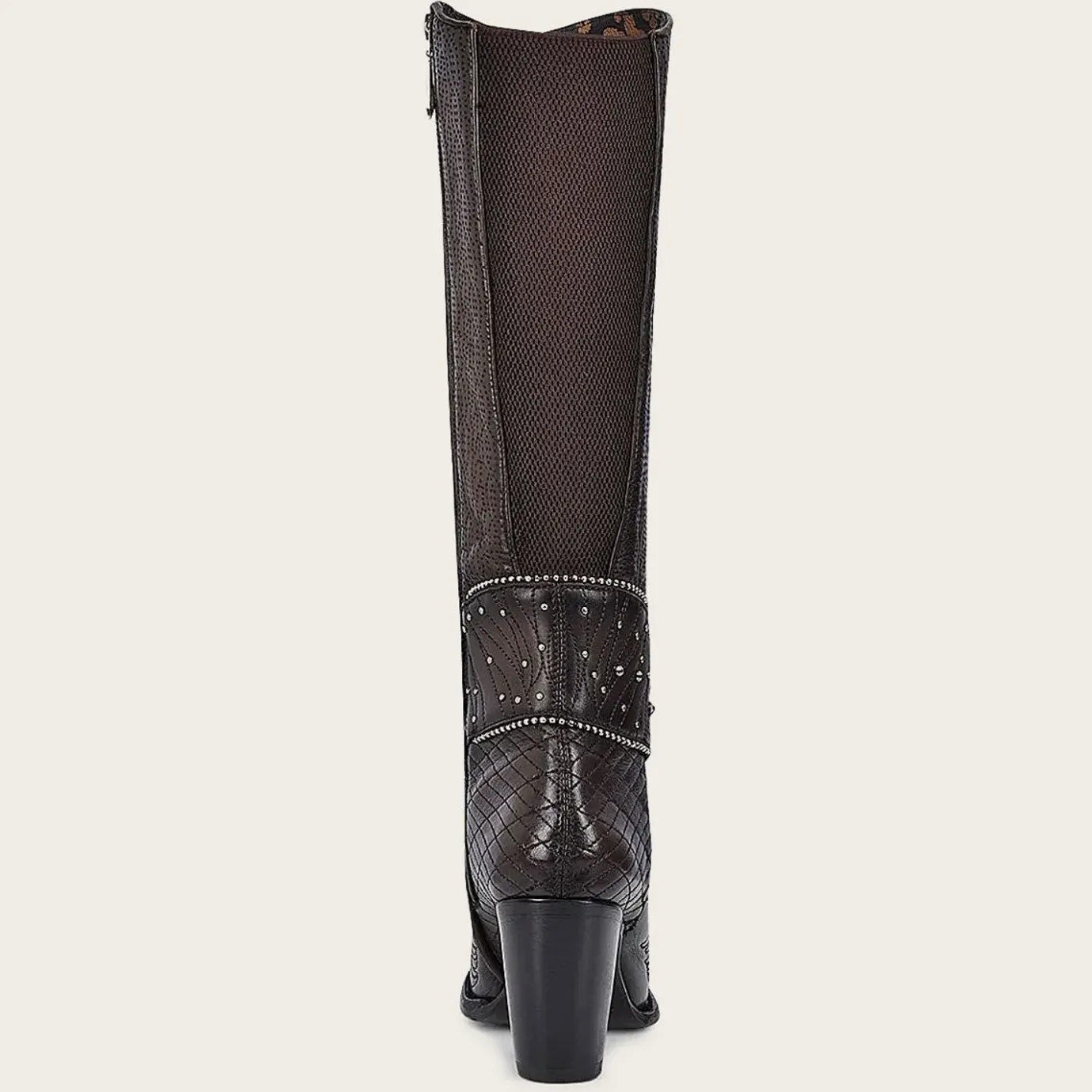 Women Cuadra Tall & Knee-High Boots-Embroidered Dark Brown Leather Boot With Austrian Crystals