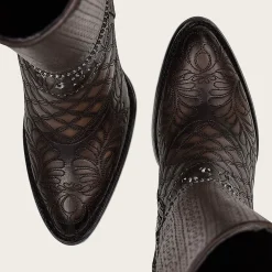 Women Cuadra Tall & Knee-High Boots-Embroidered Dark Brown Leather Boot With Austrian Crystals