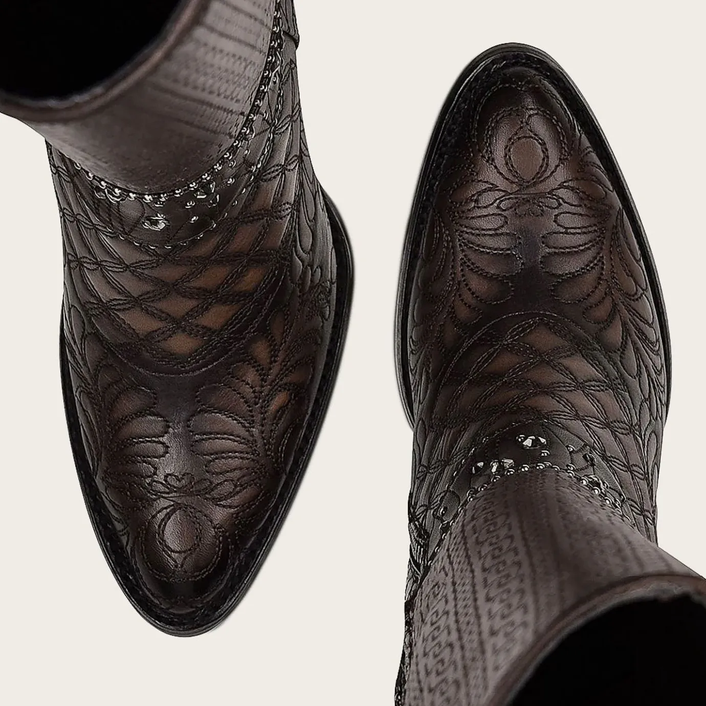 Women Cuadra Tall & Knee-High Boots-Embroidered Dark Brown Leather Boot With Austrian Crystals