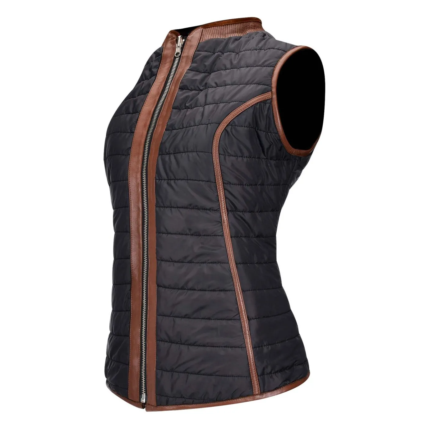 Women Cuadra Vests-Embroidered Honey Leather Reversible Vest
