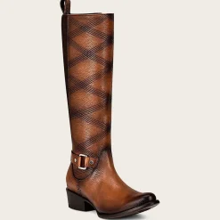 Women Cuadra Tall & Knee-High Boots-Embroidered Honey Leather Boot