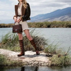 Women Cuadra Tall & Knee-High Boots-Embroidered Honey Leather Boot