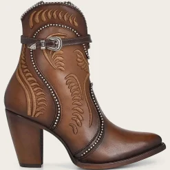 Women Cuadra Ankle Boots & Booties-Embroidered Honey Leather Western Bootie