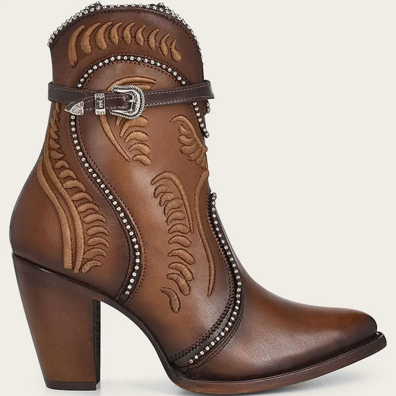 Women Cuadra Ankle Boots & Booties-Embroidered Honey Leather Western Bootie