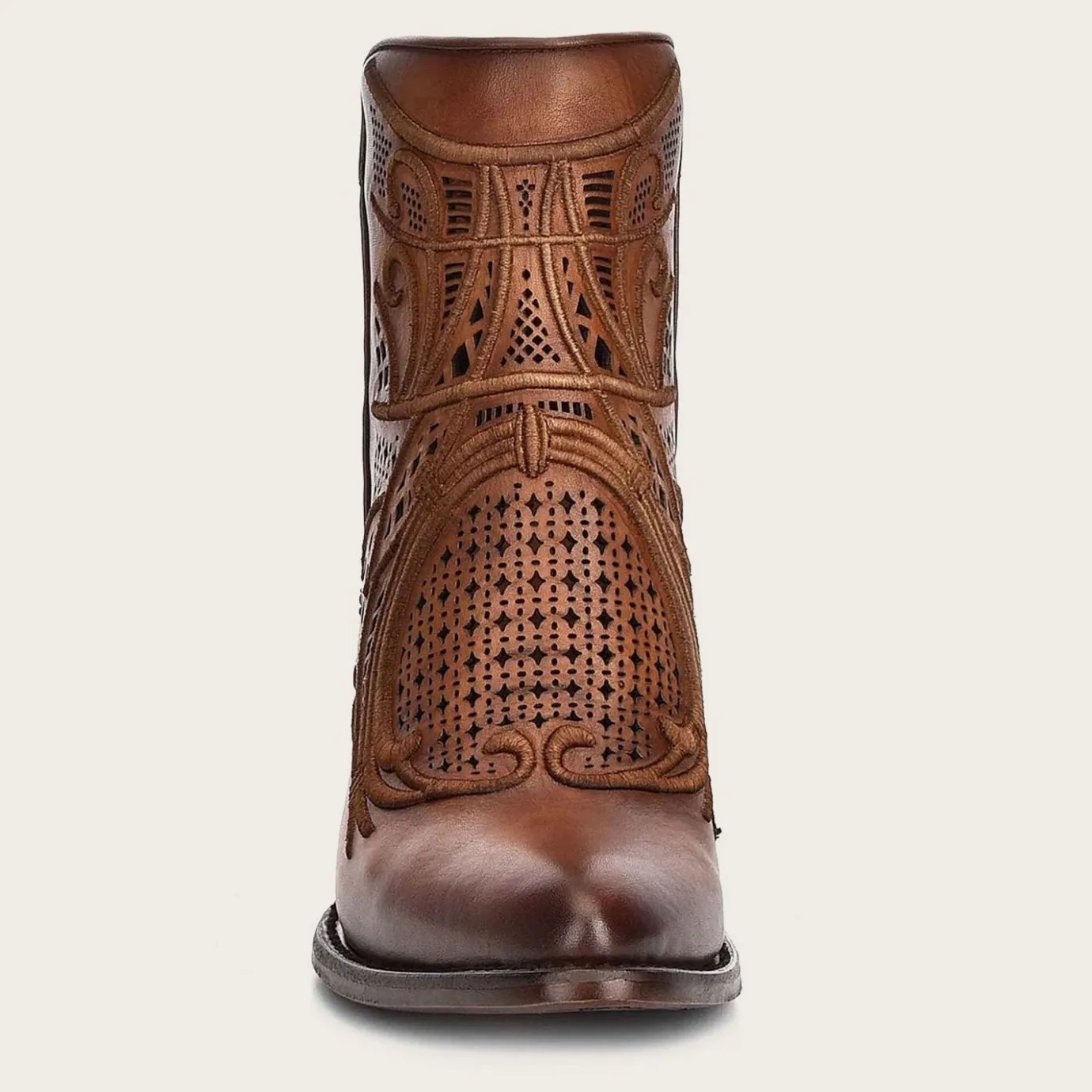 Women Cuadra Ankle Boots & Booties-Embroidered Honey Leather Bootie