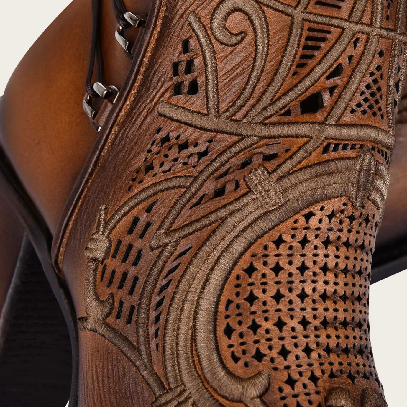 Women Cuadra Ankle Boots & Booties-Embroidered Honey Leather Bootie