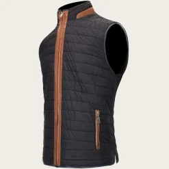 Men Cuadra Vests-Embroidered Honey Leather Reversible Vest