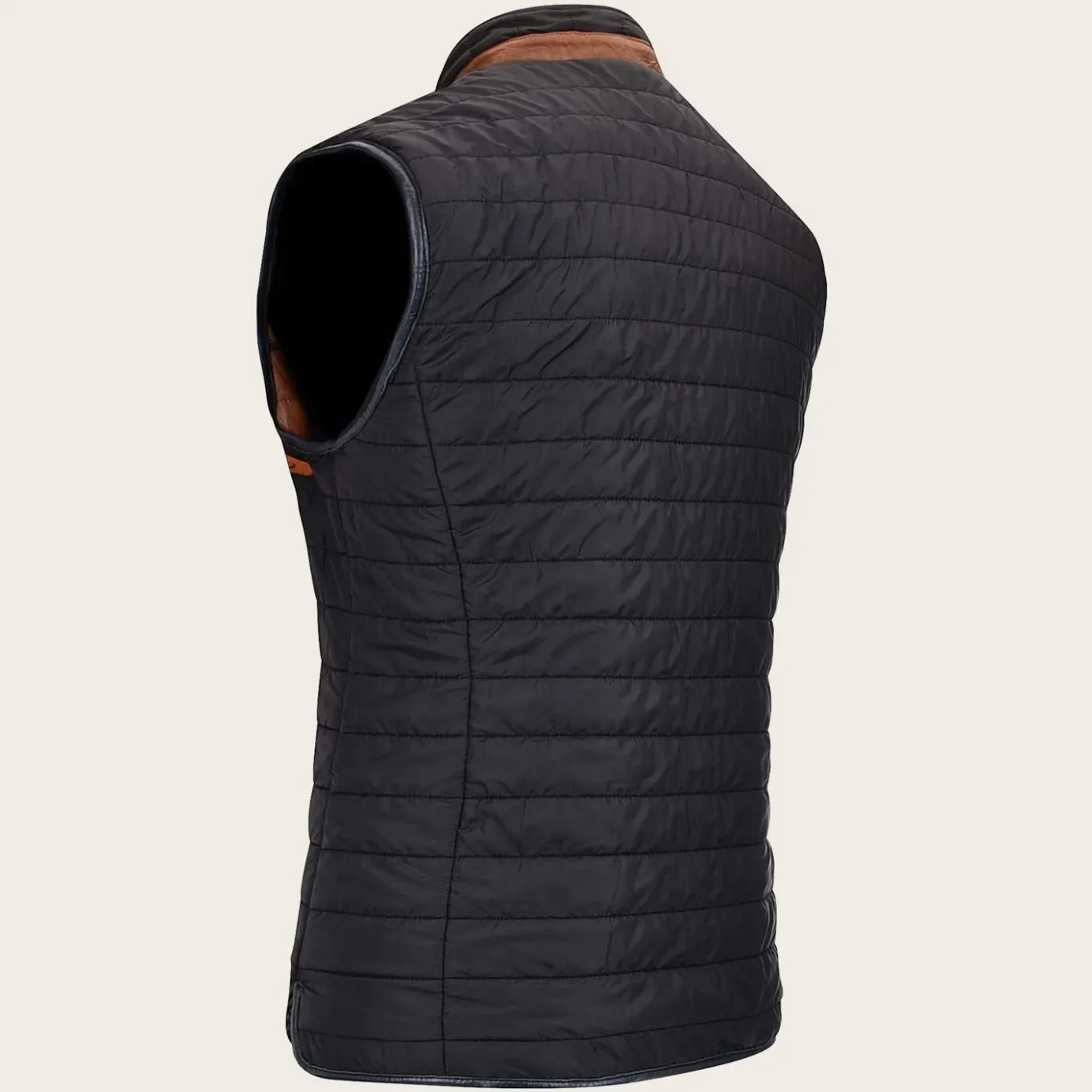 Men Cuadra Vests-Embroidered Honey Leather Reversible Vest