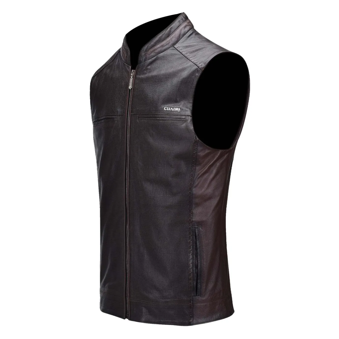 Men Cuadra Vests-Engraved And Elegant Brown Leather Vest