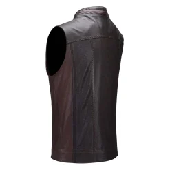 Men Cuadra Vests-Engraved And Elegant Brown Leather Vest