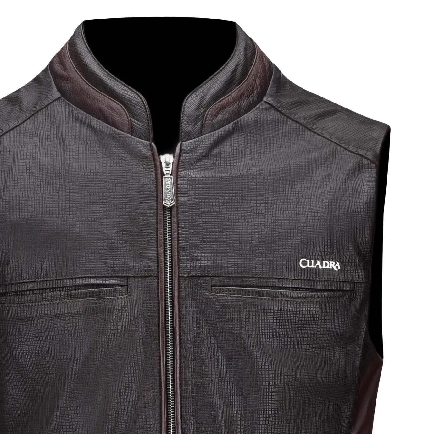 Men Cuadra Vests-Engraved And Elegant Brown Leather Vest
