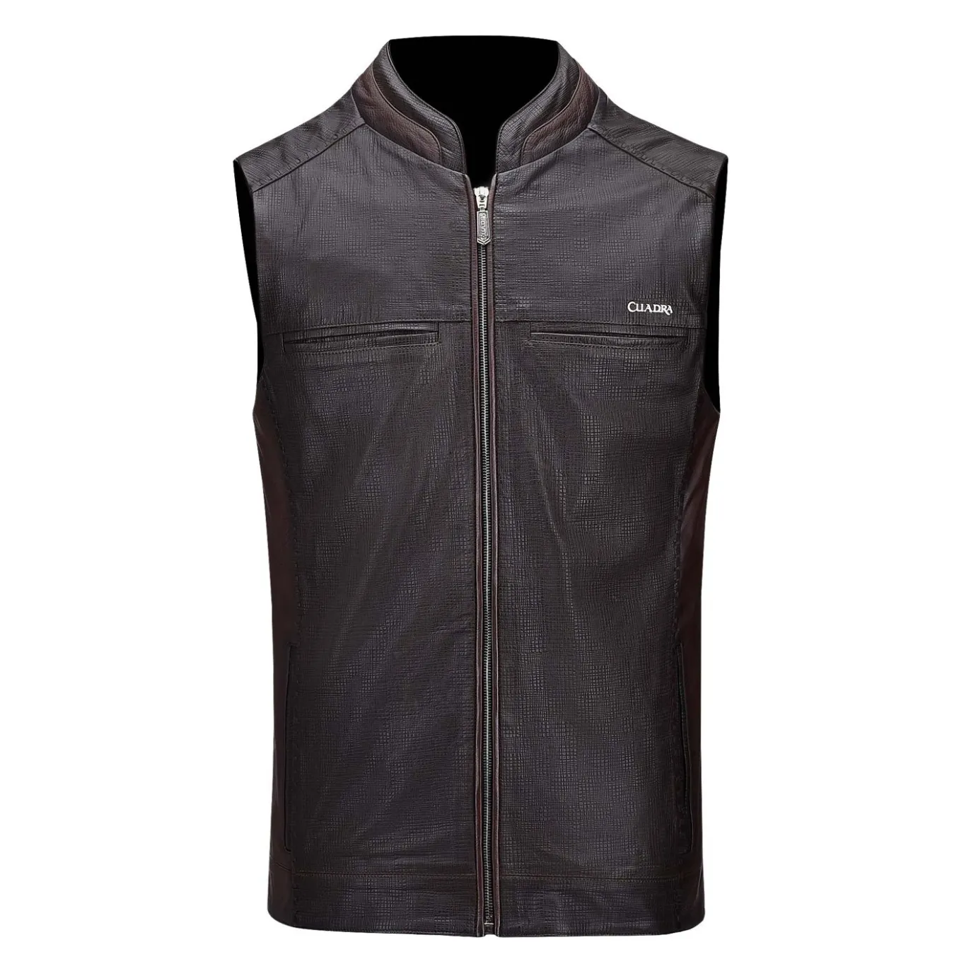 Men Cuadra Vests-Engraved And Elegant Brown Leather Vest