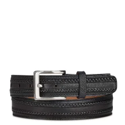 Men Cuadra Belts-Engraved Black Dress Leather Belt