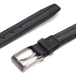 Men Cuadra Belts-Engraved Black Dress Leather Belt