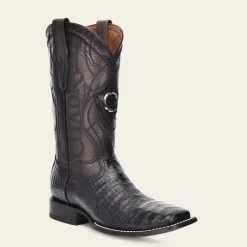 Men Cuadra Western Boots-Engraved Black High Exotic Leather Cowboy Boots