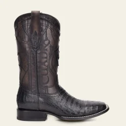 Men Cuadra Western Boots-Engraved Black High Exotic Leather Cowboy Boots