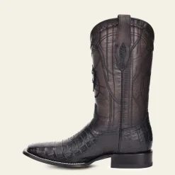 Men Cuadra Western Boots-Engraved Black High Exotic Leather Cowboy Boots