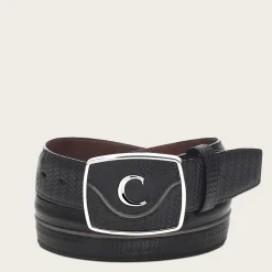 Men Cuadra Belts-Engraved Black Leather Western Belt