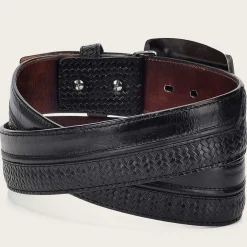 Men Cuadra Belts-Engraved Black Leather Western Belt