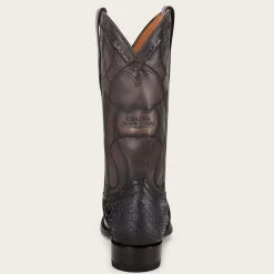 Men Cuadra Western Boots-Engraved Black Python Leather Boots