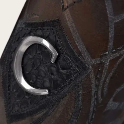 Men Cuadra Western Boots-Engraved Black Python Leather Boots
