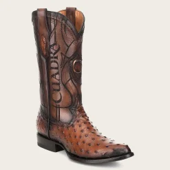 Men Cuadra Western Boots-Engraved Brown Exotic Leather Cowboy Boots