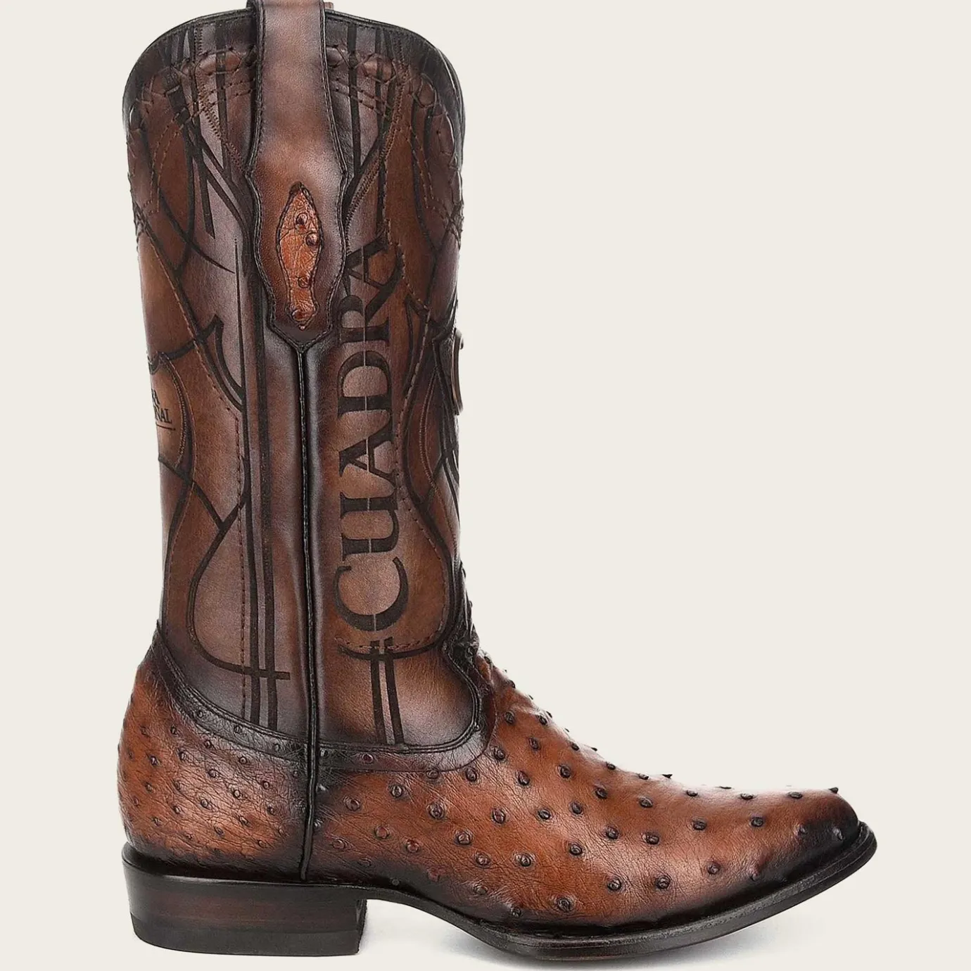 Men Cuadra Western Boots-Engraved Brown Exotic Leather Cowboy Boots