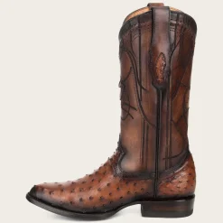 Men Cuadra Western Boots-Engraved Brown Exotic Leather Cowboy Boots