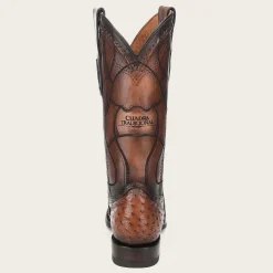 Men Cuadra Western Boots-Engraved Brown Exotic Leather Cowboy Boots