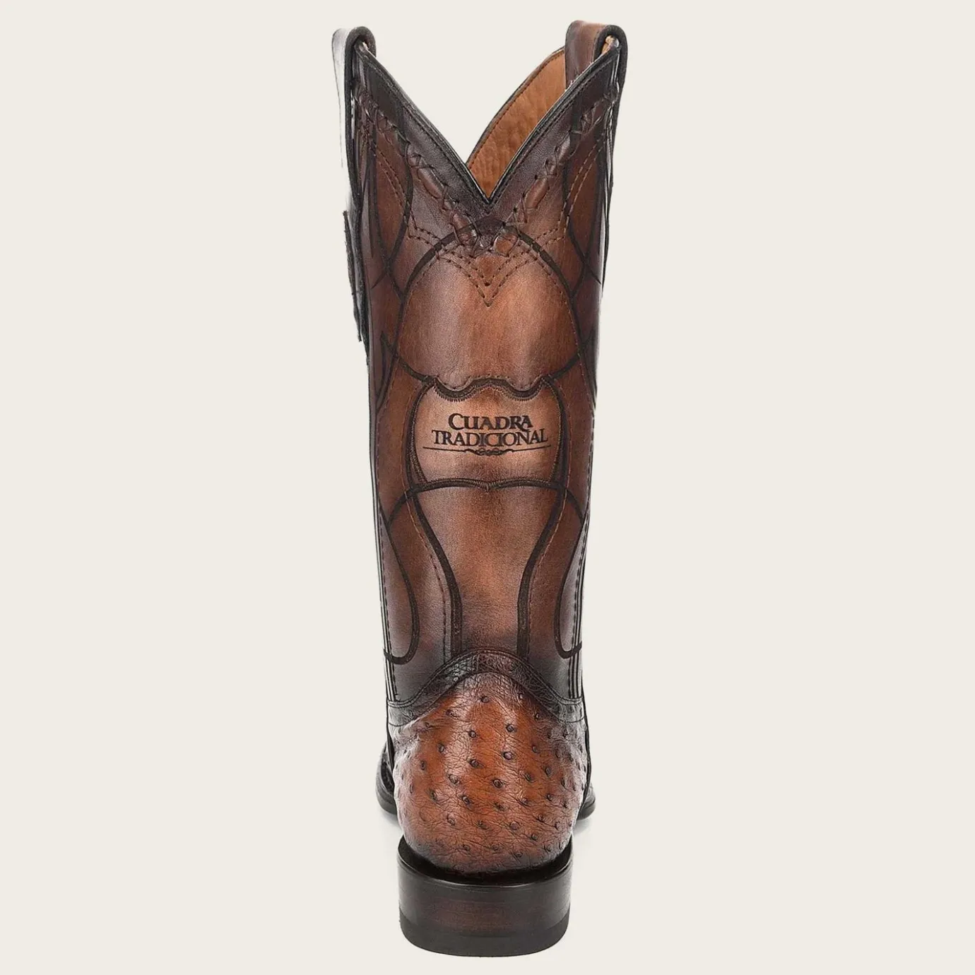 Men Cuadra Western Boots-Engraved Brown Exotic Leather Cowboy Boots