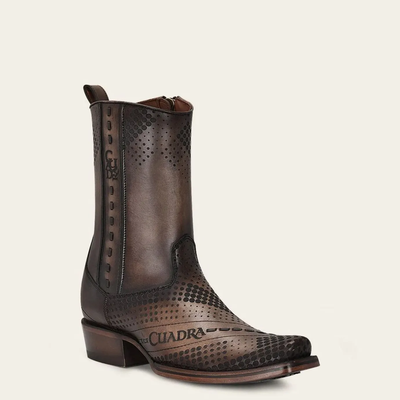 Men Cuadra Urban & Casual Boots-Engraved Brown Leather Casual Boot