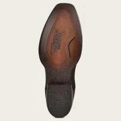 Men Cuadra Western Boots-Engraved Brown Leather Western Boot