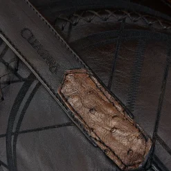 Men Cuadra Western Boots-Engraved Brown Ostrich Leather Western Boot