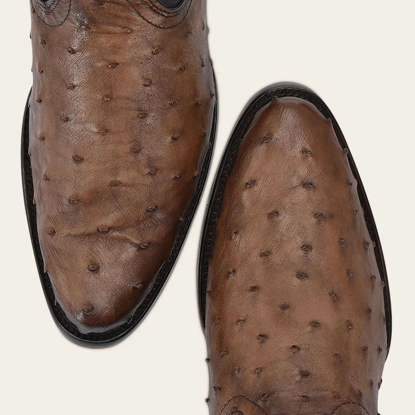 Men Cuadra Western Boots-Engraved Brown Ostrich Leather Western Boot