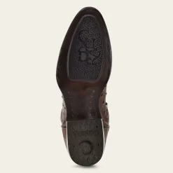 Men Cuadra Western Boots-Engraved Brown Ostrich Leather Western Boot