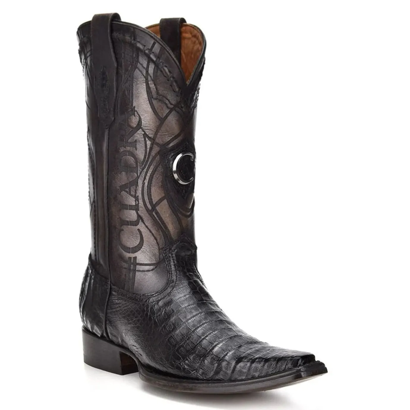 Men Cuadra Western Boots-Engraved Cayman Leather Western Boots