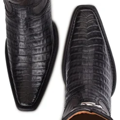 Men Cuadra Western Boots-Engraved Cayman Leather Western Boots