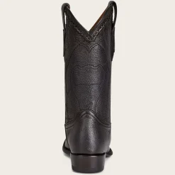 Men Cuadra Western Boots-Engraved Cowboy Black Leather Boots With Metallic Monogram