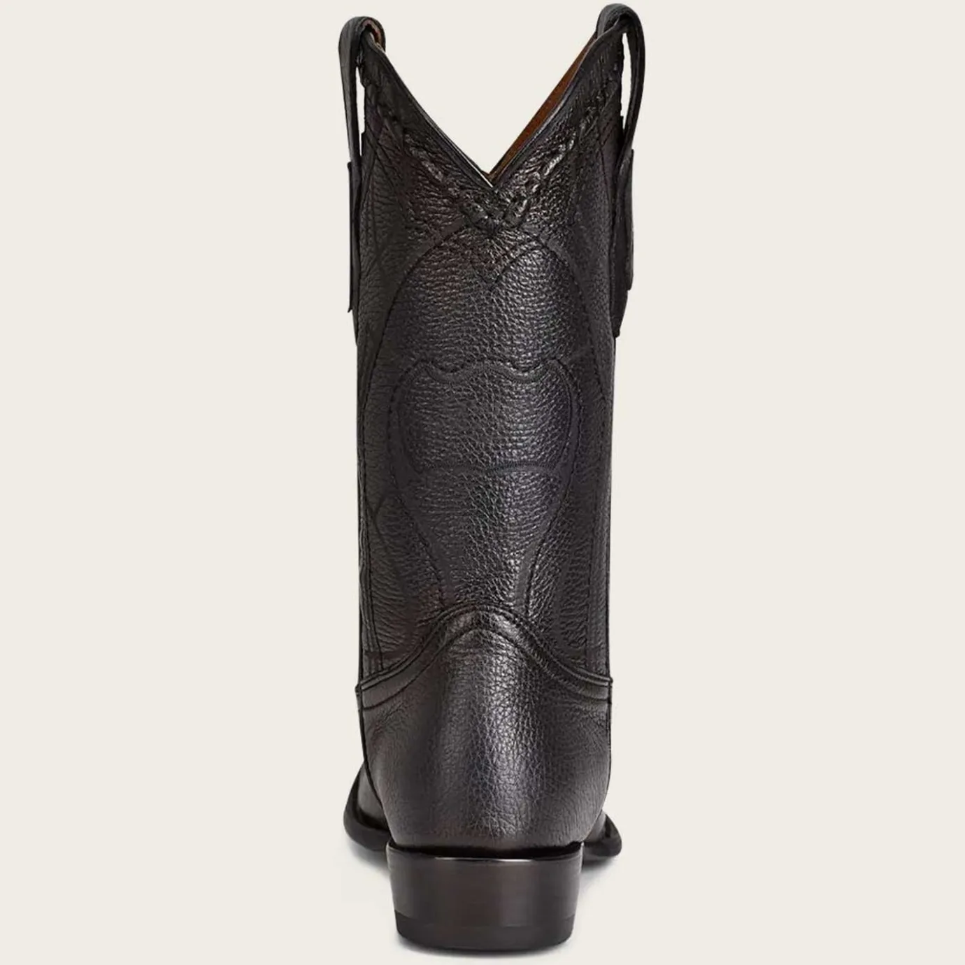 Men Cuadra Western Boots-Engraved Cowboy Black Leather Boots With Metallic Monogram