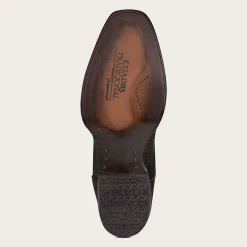 Men Cuadra Western Boots-Engraved Cowboy Black Leather Boots With Metallic Monogram