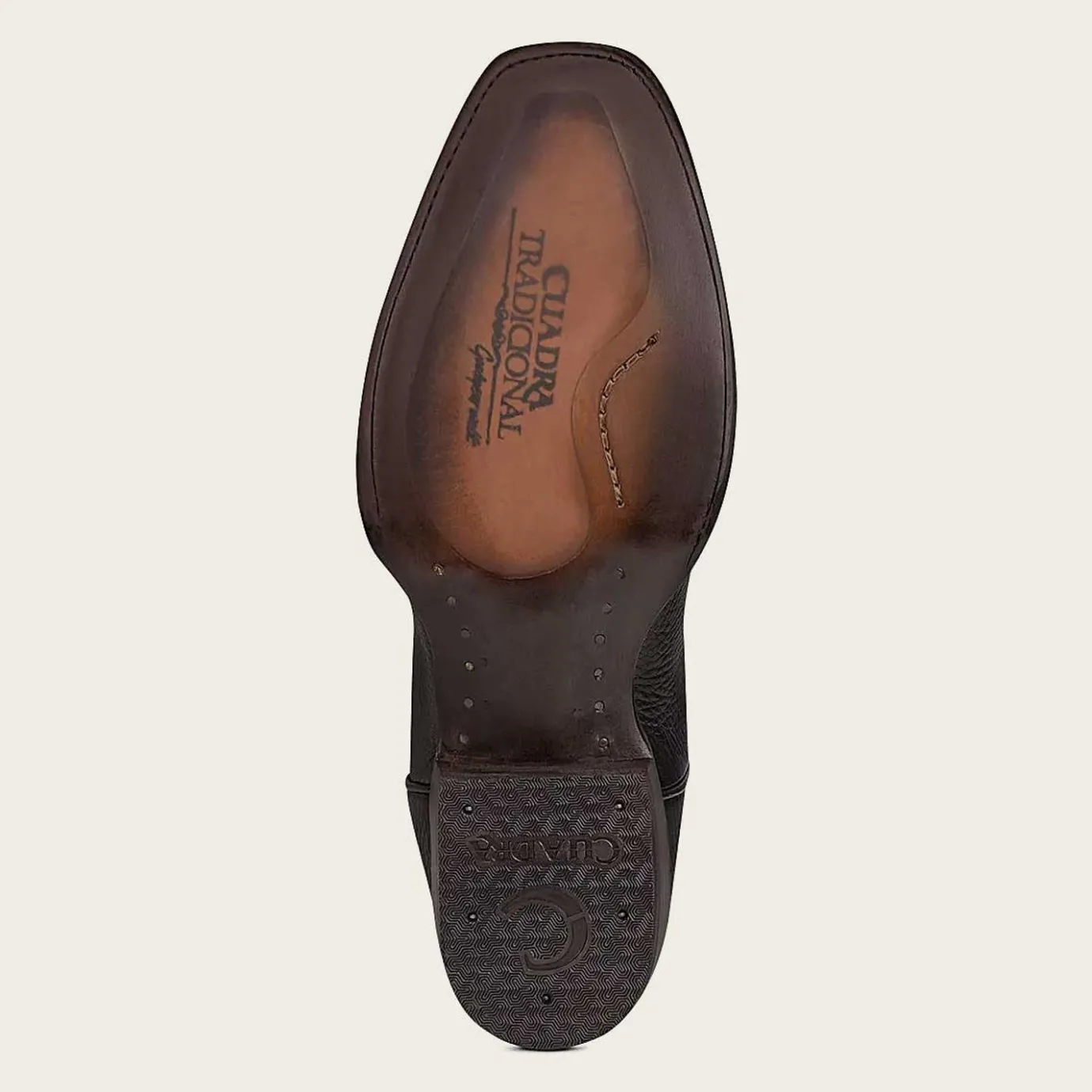 Men Cuadra Western Boots-Engraved Cowboy Black Leather Boots With Metallic Monogram