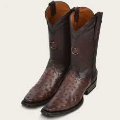 Men Cuadra Western Boots-Engraved Dark Brown Leather Boot