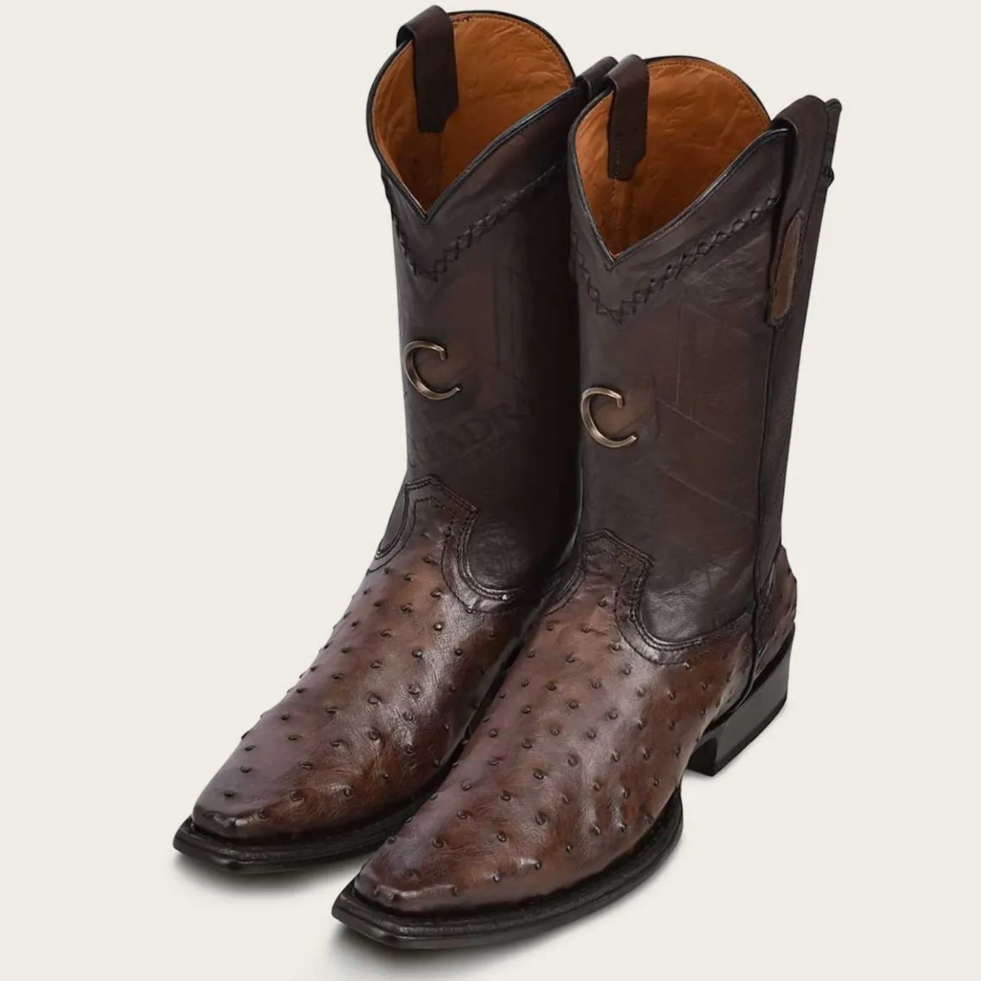Men Cuadra Western Boots-Engraved Dark Brown Leather Boot