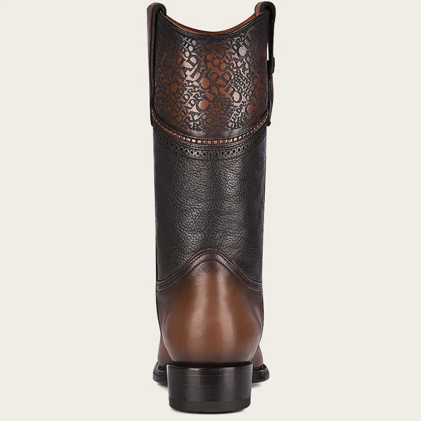 Men Cuadra Western Boots-Engraved Exotic Black Leather Cowboy Boots