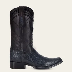 Men Cuadra Western Boots-Engraved Exotic Blue Leather Boot