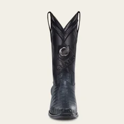 Men Cuadra Western Boots-Engraved Exotic Blue Leather Boot