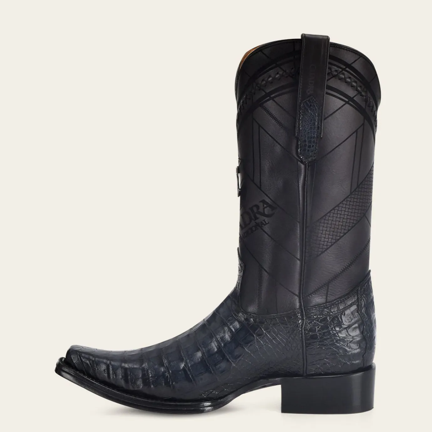 Men Cuadra Western Boots-Engraved Exotic Blue Leather Boot