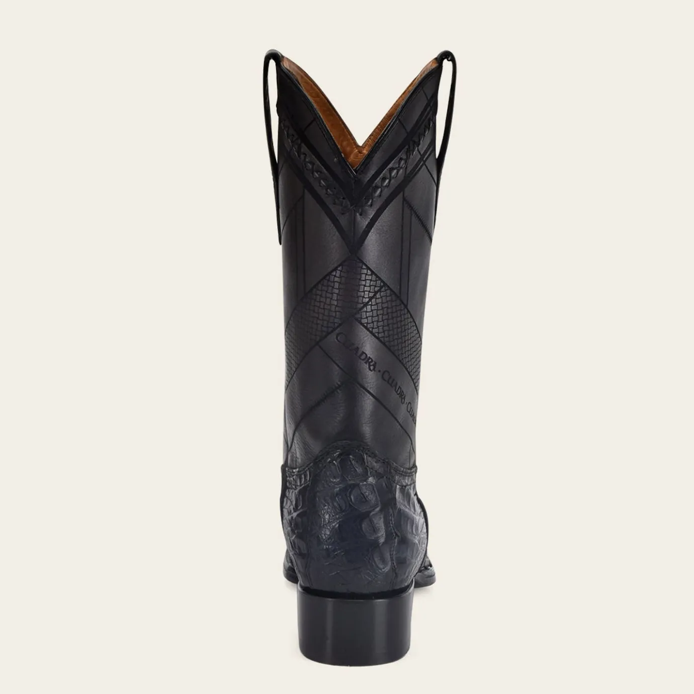 Men Cuadra Western Boots-Engraved Exotic Blue Leather Boot